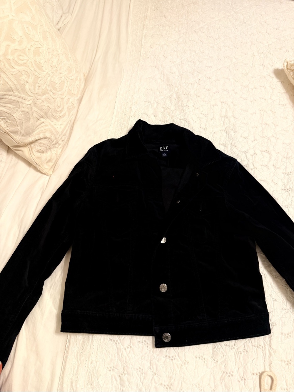GAP Black Velvet Button Jacket